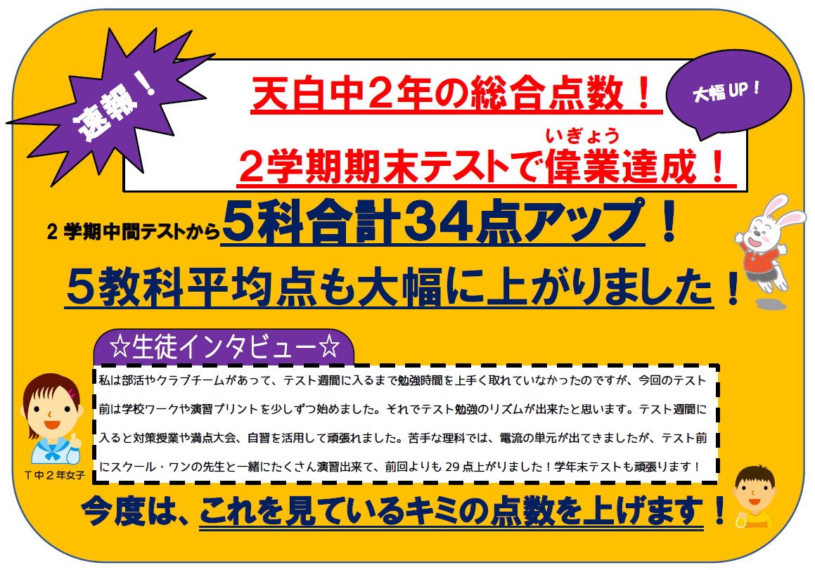 中学生の点数上がっています 2学期期末テストで好結果が続出しています 御幸山 植田中 天白中 定期テスト 学習塾の京進 京都 滋賀 大阪 奈良 愛知を中心とした集合 個別指導